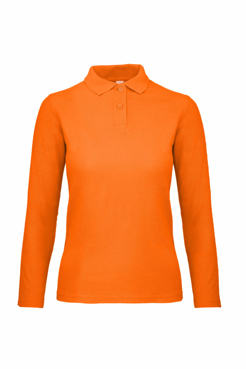 Damen Langarm Poloshirt PWI13 Orange